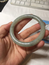 Load image into Gallery viewer, 55.5mm Certified type A 100% Natural  light green gray round cut Jadeite bangle PD43-9583
