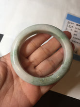 Load image into Gallery viewer, 54.5mm Certified 100% natural Type A sunny green/white chubby jadeite jade bangle BK96-0319
