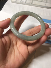 Load image into Gallery viewer, 55.5mm Certified type A 100% Natural  light green gray round cut Jadeite bangle PD43-9583
