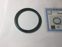 Load image into Gallery viewer, 54mm Certified Type A 100% Natural dark green/blue/gray with Guatemala slim round cut Jadeite bangle BG199-8829

