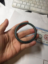 Load image into Gallery viewer, 54mm Certified Type A 100% Natural dark green/blue/gray with Guatemala slim round cut Jadeite bangle BG199-8829
