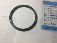 Load image into Gallery viewer, 61.3mm Certified Type A 100% Natural icy watery deep sea dark green/blue/gray/black Guatemala slim round cut Jadeite bangle PC79-3865
