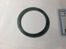 Load image into Gallery viewer, 58.5mm Certified Type A 100% Natural dark green/blue/gray with Guatemala slim flat round cut Jadeite bangle BG200-8830
