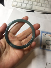 Load image into Gallery viewer, 58.5mm Certified Type A 100% Natural dark green/blue/gray with Guatemala slim flat round cut Jadeite bangle BG200-8830
