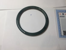 Load image into Gallery viewer, 56.5mm Certified Type A 100% Natural dark green/blue/gray Guatemala slim round cut Jadeite bangle PA88-1025
