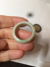 Load image into Gallery viewer, 21mm size 13 100% natural type A sunny green/white jadeite jade band ring G105-11 1/2
