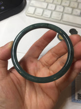 Load image into Gallery viewer, 56.5mm Certified Type A 100% Natural dark green/blue/gray Guatemala slim round cut Jadeite bangle PA88-1025
