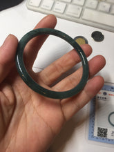 Load image into Gallery viewer, 56.5mm Certified Type A 100% Natural dark green/blue/gray Guatemala slim round cut Jadeite bangle PA88-1025
