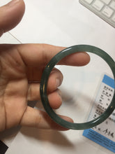 Load image into Gallery viewer, 61.3mm Certified Type A 100% Natural icy watery deep sea dark green/blue/gray/black Guatemala slim round cut Jadeite bangle PC79-3865
