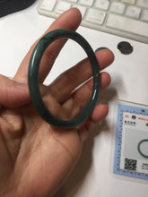 Load image into Gallery viewer, 56.5mm Certified Type A 100% Natural dark green/blue/gray Guatemala slim round cut Jadeite bangle PA88-1025
