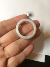 Load image into Gallery viewer, 21mm size 13 100% natural type A sunny green/white jadeite jade band ring G105-11 1/2
