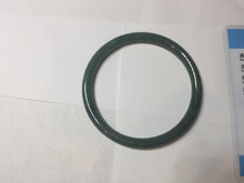 Load image into Gallery viewer, 57mm Certified Type A 100% Natural icy watery deep sea dark green/blue/gray/black Guatemala slim round cut Jadeite bangle PC80-7042
