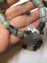 Load image into Gallery viewer, Size 58-64mm 100% natural type A dark green/yellow/brown jadeite jade beads bracelet S69
