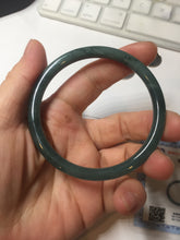 Load image into Gallery viewer, 56.5mm Certified Type A 100% Natural dark green/blue/gray Guatemala slim round cut Jadeite bangle PA88-1025
