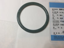 Load image into Gallery viewer, 57mm Certified Type A 100% Natural icy watery deep sea dark green/blue/gray/black Guatemala slim round cut Jadeite bangle PC80-7042
