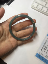 Load image into Gallery viewer, 57mm Certified Type A 100% Natural icy watery deep sea dark green/blue/gray/black Guatemala slim round cut Jadeite bangle PC80-7042

