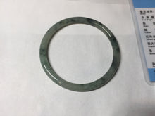 Load image into Gallery viewer, 55.6mm Certified Type A 100% Natural green/black/gray with dark green floating flowers slim round cut Jadeite bangle PD45-5754
