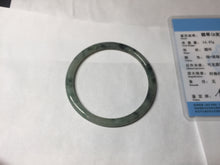 Load image into Gallery viewer, 55.6mm Certified Type A 100% Natural green/black/gray with dark green floating flowers slim round cut Jadeite bangle PD45-5754
