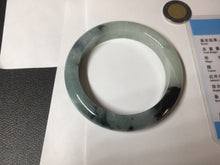 Load image into Gallery viewer, 56mm Certified Type A 100% Natural icy watery dark green/white//black Jadeite Jade bangle BL61-8578
