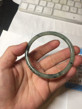 Load image into Gallery viewer, 55.6mm Certified Type A 100% Natural green/black/gray with dark green floating flowers slim round cut Jadeite bangle PD45-5754
