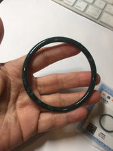 Load image into Gallery viewer, 59.5mm Certified Type A 100% Natural dark green/blue/gray with Guatemala slim round cut Jadeite bangle BG201-8853
