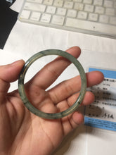 Load image into Gallery viewer, 55.6mm Certified Type A 100% Natural green/black/gray with dark green floating flowers slim round cut Jadeite bangle PD45-5754
