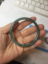 Load image into Gallery viewer, 57mm Certified Type A 100% Natural icy watery deep sea dark green/blue/gray/black Guatemala slim round cut Jadeite bangle PC81-7028
