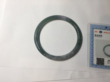 Load image into Gallery viewer, 59.5mm Certified Type A 100% Natural dark green/blue/gray with Guatemala slim round cut Jadeite bangle BG202-8832
