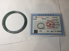 Load image into Gallery viewer, 59.5mm Certified Type A 100% Natural dark green/blue/gray with Guatemala slim round cut Jadeite bangle BG202-8832
