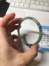 Load image into Gallery viewer, 55.6mm Certified Type A 100% Natural green/black/gray with dark green floating flowers slim round cut Jadeite bangle PD45-5754
