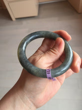 Load image into Gallery viewer, 56mm Certified 100% Natural black/gray sesame paste 芝麻糊 青花 round cut nephrite Jade bangle HHE106-5498
