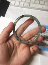 Load image into Gallery viewer, 55.6mm Certified Type A 100% Natural green/black/gray with dark green floating flowers slim round cut Jadeite bangle PD45-5754
