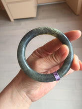 Load image into Gallery viewer, 56mm Certified 100% Natural black/gray sesame paste 芝麻糊 青花 round cut nephrite Jade bangle HHE106-5498
