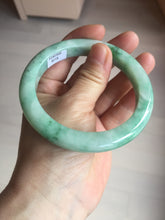 Load image into Gallery viewer, 60.5mm certified type A 100% Natural sunny green/white Jadeite Jade bangle B115-8218
