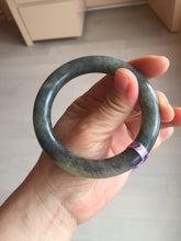 Load image into Gallery viewer, 56mm Certified 100% Natural black/gray sesame paste 芝麻糊 青花 round cut nephrite Jade bangle HHE106-5498
