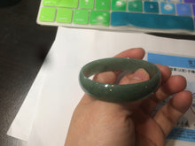 Load image into Gallery viewer, 51.6mm certified Type A 100% Natural oily dark green  thin style Jadeite jade bangle M87-2820
