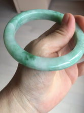 Load image into Gallery viewer, 60.5mm certified type A 100% Natural sunny green/white Jadeite Jade bangle B115-8218
