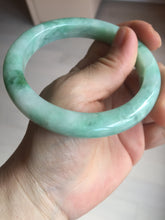 Load image into Gallery viewer, 60.5mm certified type A 100% Natural sunny green/white Jadeite Jade bangle B115-8218
