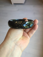 Load image into Gallery viewer, 63.9mm 100% Natural dark green/black meteorite Stellar Night sky nephrite bangle HT121-1020
