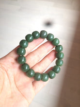 Load image into Gallery viewer, 100% Natural 10.7/11.9mm dark green/gray/black vintage style nephrite Hetian Jade（碧玉） bead bracelet group HF45
