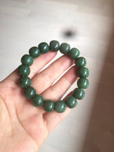 Load image into Gallery viewer, 100% Natural 10.7/11.9mm dark green/gray/black vintage style nephrite Hetian Jade（碧玉） bead bracelet group HF45
