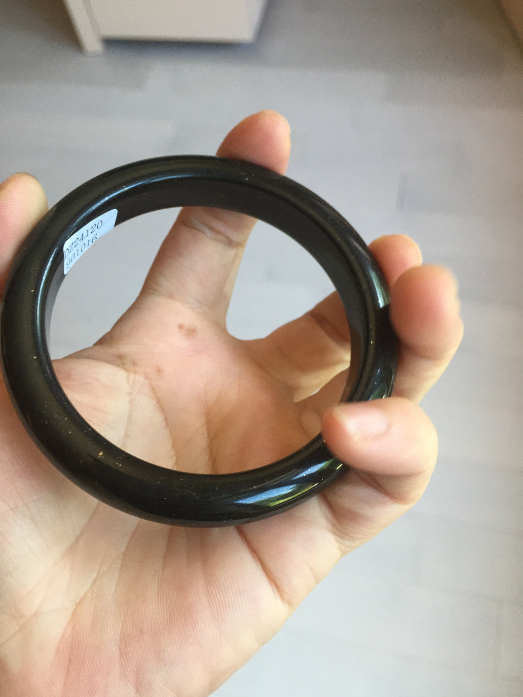 62mm 100% Natural dark green/black meteorite Stellar Night sky nephrite bangle HT120-1016