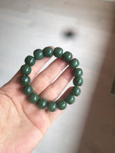 Load image into Gallery viewer, 100% Natural 10.7/11.9mm dark green/gray/black vintage style nephrite Hetian Jade（碧玉） bead bracelet group HF45
