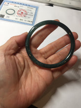 Load image into Gallery viewer, 59mm Certified Type A 100% Natural dark green/blue/gray with Guatemala slim round cut Jadeite bangle BG204-8847
