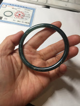 Load image into Gallery viewer, 59mm Certified Type A 100% Natural dark green/blue/gray with Guatemala slim round cut Jadeite bangle BG204-8847
