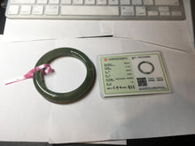 Load image into Gallery viewer, 57.4mm 100% natural certified dark green/gray Hetian nephrite jade bangle HF69-6454
