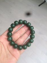 Load image into Gallery viewer, 100% Natural 10.7/11.9mm dark green/gray/black vintage style nephrite Hetian Jade（碧玉） bead bracelet group HF45
