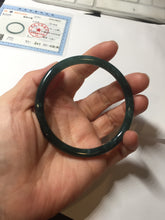 Load image into Gallery viewer, 59mm Certified Type A 100% Natural dark green/blue/gray with Guatemala slim round cut Jadeite bangle BG204-8847
