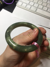 Load image into Gallery viewer, 57.4mm 100% natural certified dark green/gray Hetian nephrite jade bangle HF69-6454
