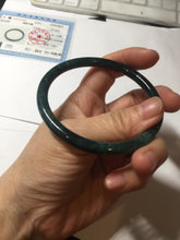 Load image into Gallery viewer, 59mm Certified Type A 100% Natural dark green/blue/gray with Guatemala slim round cut Jadeite bangle BG204-8847
